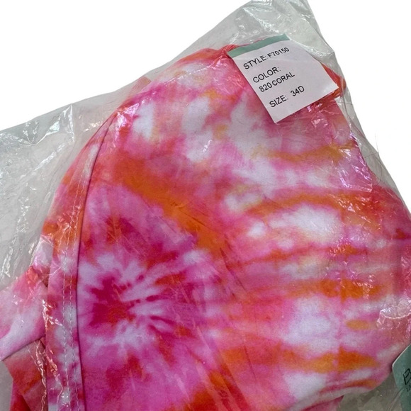 NWT Sundazed Beka Tie Dyed Underwire Bow Bikini Top D Cup Size 34D - Picture 6 of 10
